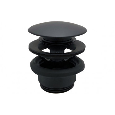 Vema Unslotted Push Button Waste - Matt Black
