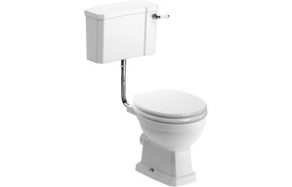 Sherbourne Low Level WC & Satin White Wood Effect Seat w/Br.Brass Finishes Sherbourne Low Level WC & Satin White Wood Effect Seat w/Br.Brass Finishes