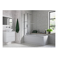 1000x1500mm Two Panel Folding Bath Screen (6mm) - Chrome