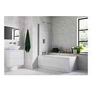 800x1400mm Radius Bath Screen (6mm) - Chrome