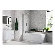 800x1400mm Sail Bath Screen (6mm) - Chrome