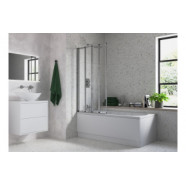 815x1400mm Framed Four Fold Bath Screen (6mm) - Chrome