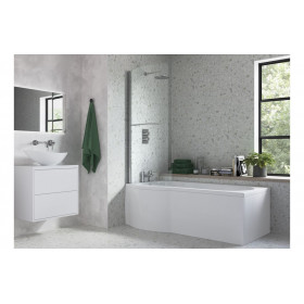 760x1500mm P Shape Bath Screen (6mm) - Chrome