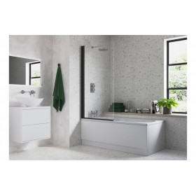 800x1400mm Square Bath Screen (6mm) - Black