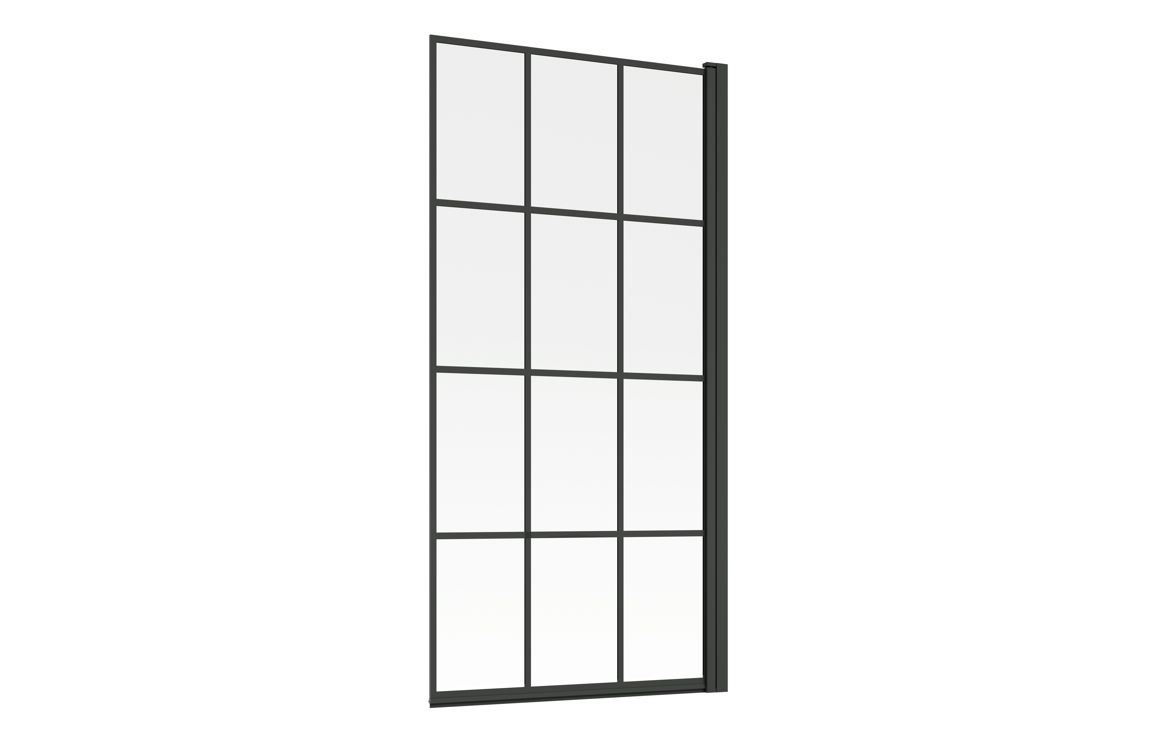 800x1500mm Single Straight Bath Screen (6mm) - Black Framed
