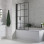 800x1500mm Single Straight Bath Screen (6mm) - Black Framed