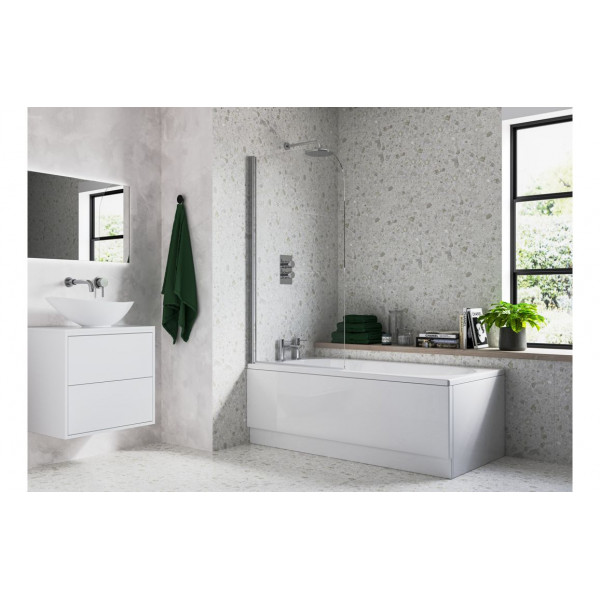 800x1400mm Radius Bath Screen (6mm) - Chrome