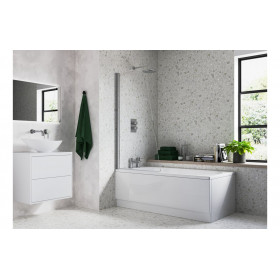 800x1400mm Sail Bath Screen (6mm) - Chrome