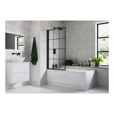 800x1400mm Square Grid Bath Screen (6mm) - Black