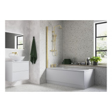800x1400mm Square Bath Screen (6mm) - Brushed Brass