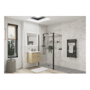 Iconix Optional 1950x300x8mm Rotatable Wetroom Panel (Full Hinge) - Matt Black