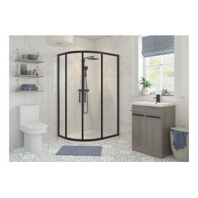 Classix 1000x800mm 2 Door Offset Quadrant - Matt Black