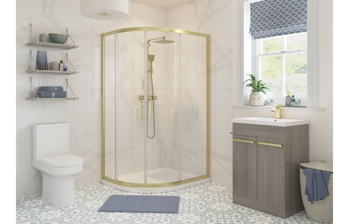 Classix 1000x800mm 2 Door Offset Quadrant - Brushed Brass