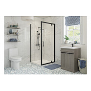 Classix 700mm x 6mm Glass Pivot Door - Matt Black