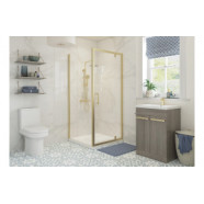 Classix 800mm x 6mm Glass Pivot Door - Brushed Brass
