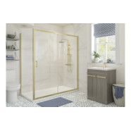 Classix 1400mm x 6mm Glass Sliding Door - Brushed Brass
