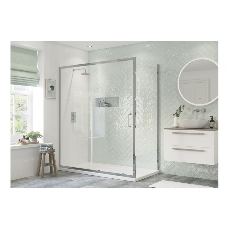 Sliding Shower Doors Chrome DIES1428 Flex 1400mm Sliding Door - Chrome shower door