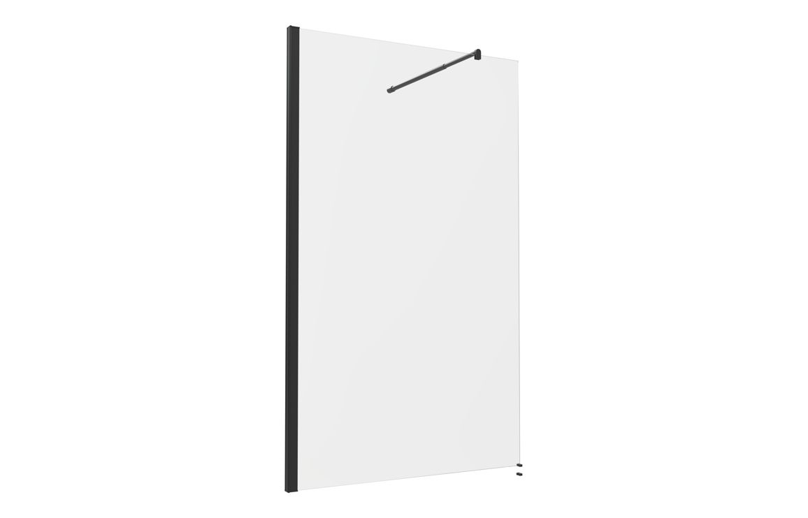 Iconix 1100mm Wetroom Panel & Support Bar - Black
