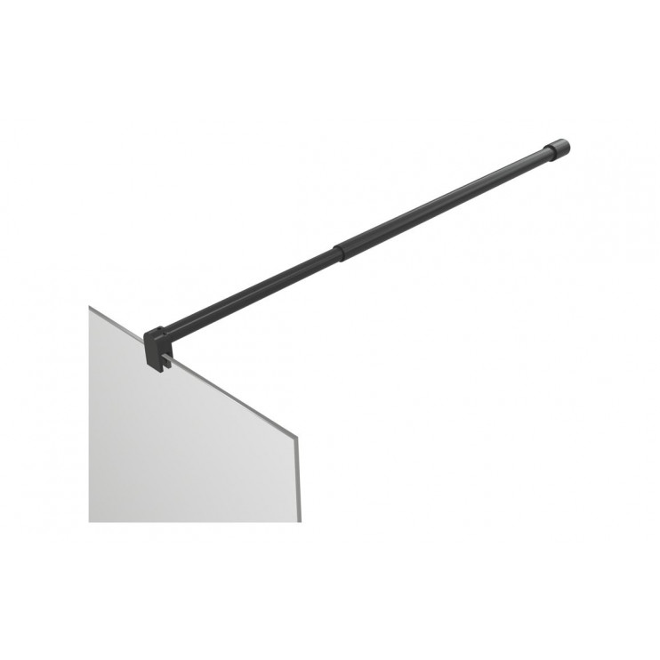 Iconix 1100mm 8mm Glass Wetroom Panel & Support Bar - Black