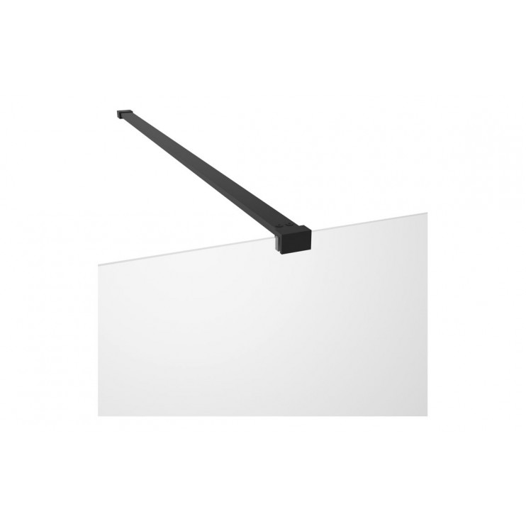 Iconix 1100mm 8mm Glass Wetroom Panel & Support Bar - Black