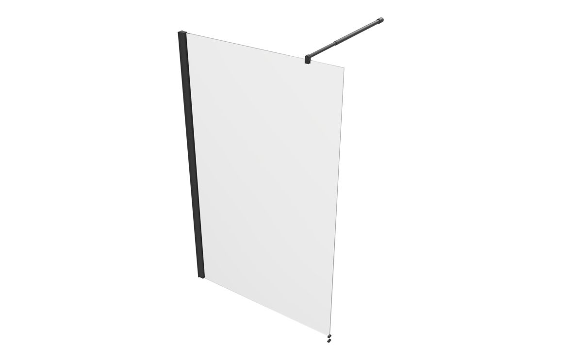 Iconix 1100mm Wetroom Panel & Support Bar - Black