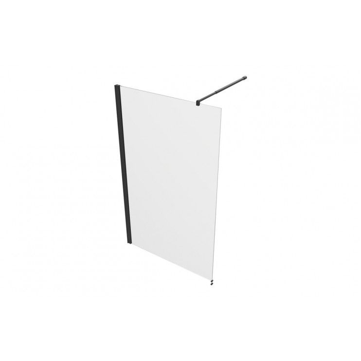 Iconix 1100mm 8mm Glass Wetroom Panel & Support Bar - Black
