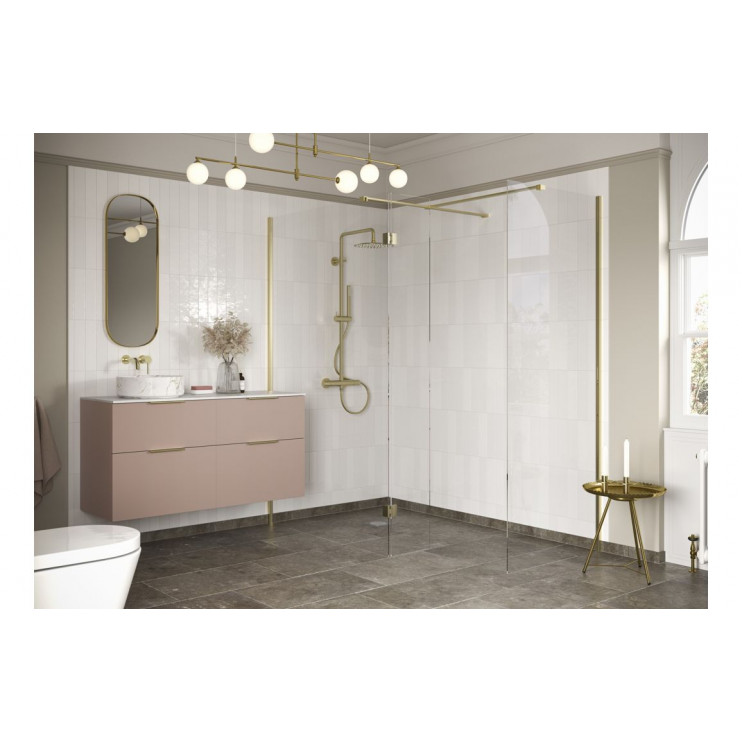 Iconix 900mm Wetroom Side Panel & Arm - Brushed Brass