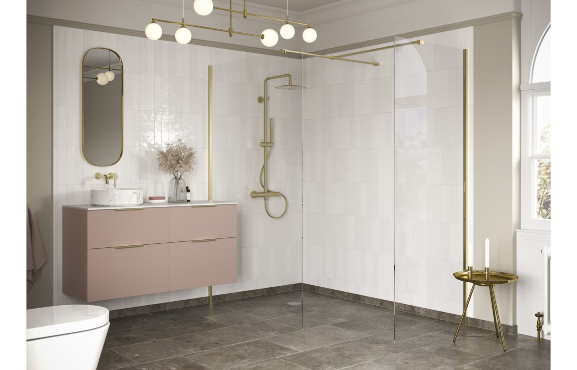 Iconix 700mm Wetroom Side Panel & Arm - Brushed Brass