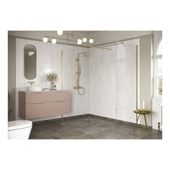Iconix 500mm Wetroom Side Panel & Arm - Brushed Brass