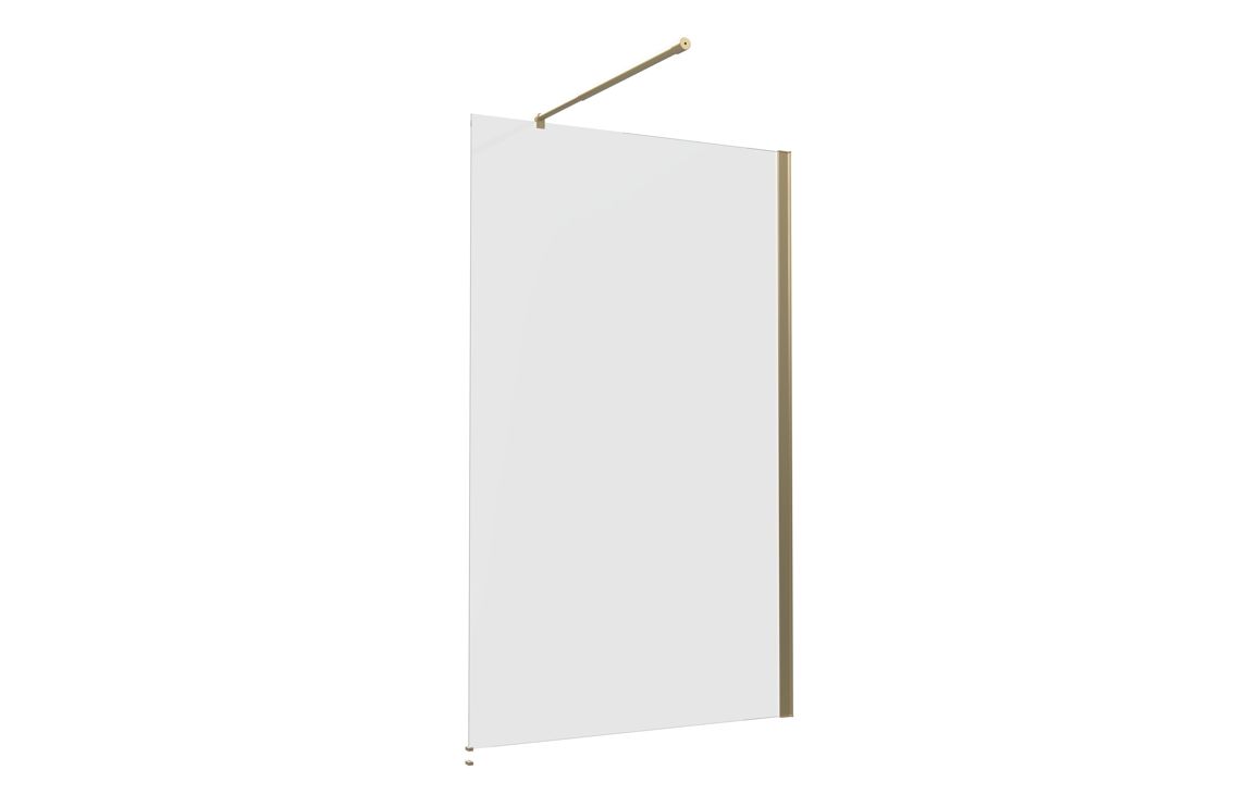 Iconix 1100mm Wetroom Panel & Support Bar - Brushed Brass