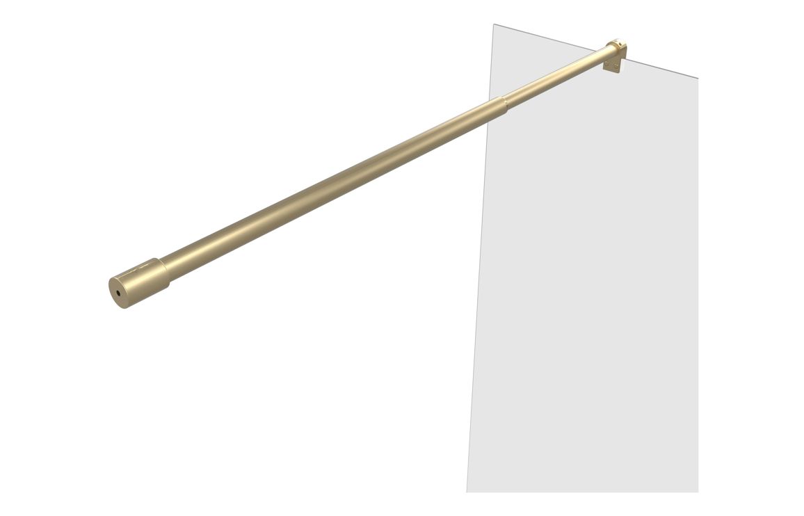 Iconix 1100mm Wetroom Panel & Support Bar - Brushed Brass