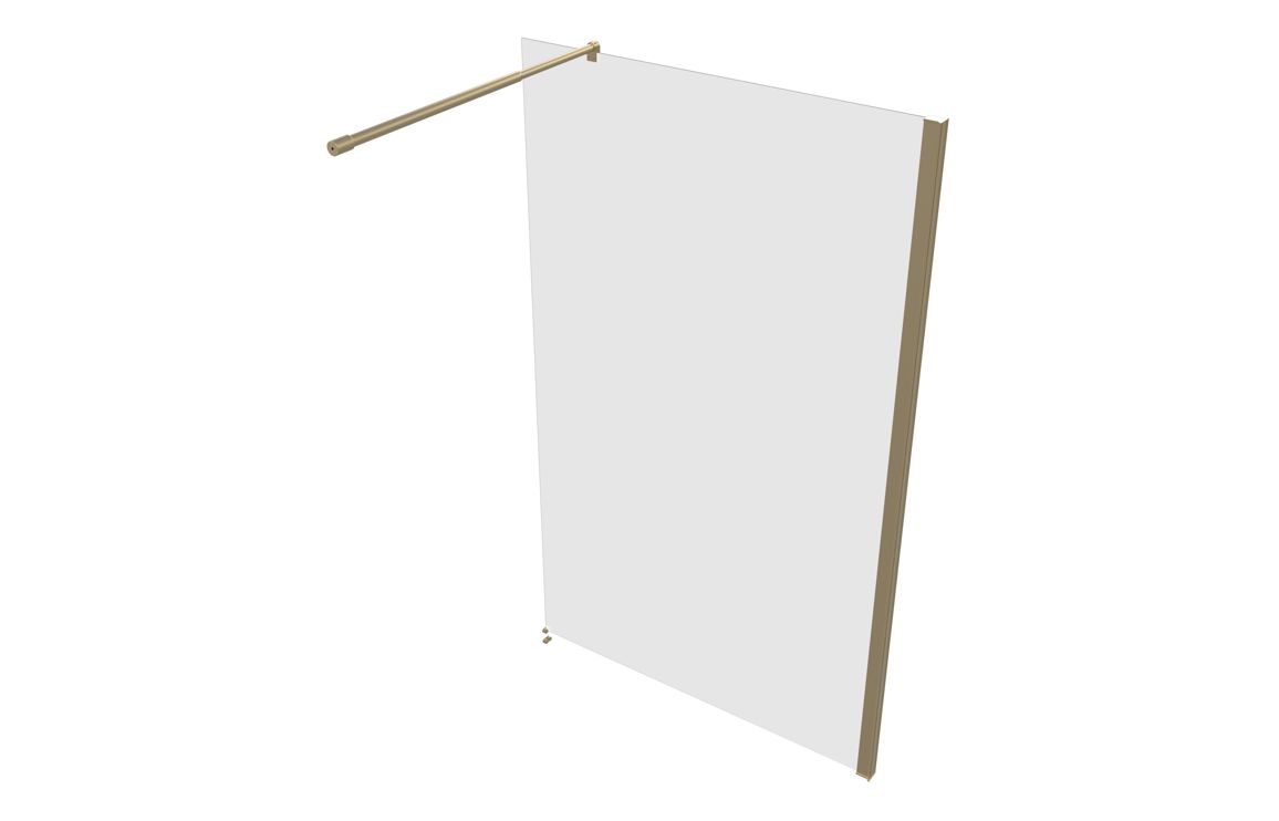 Iconix 1100mm Wetroom Panel & Support Bar - Brushed Brass