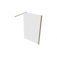 Iconix 800mm Wetroom 8mm Glass Panel & Support Bar - Brushed Brass