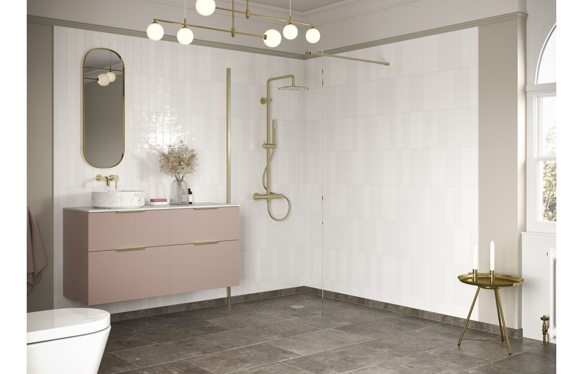 Iconix 1100mm Wetroom Panel & Support Bar - Brushed Brass