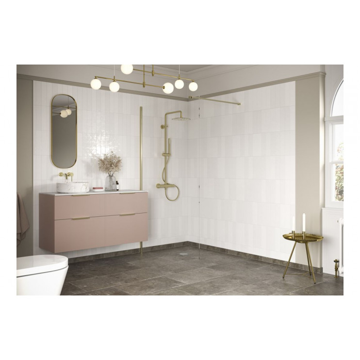 Wetroom Panels Brushed Brass DIEWP1418 Iconix 1400mm Wetroom Panel & Support Bar - Brushed Brass