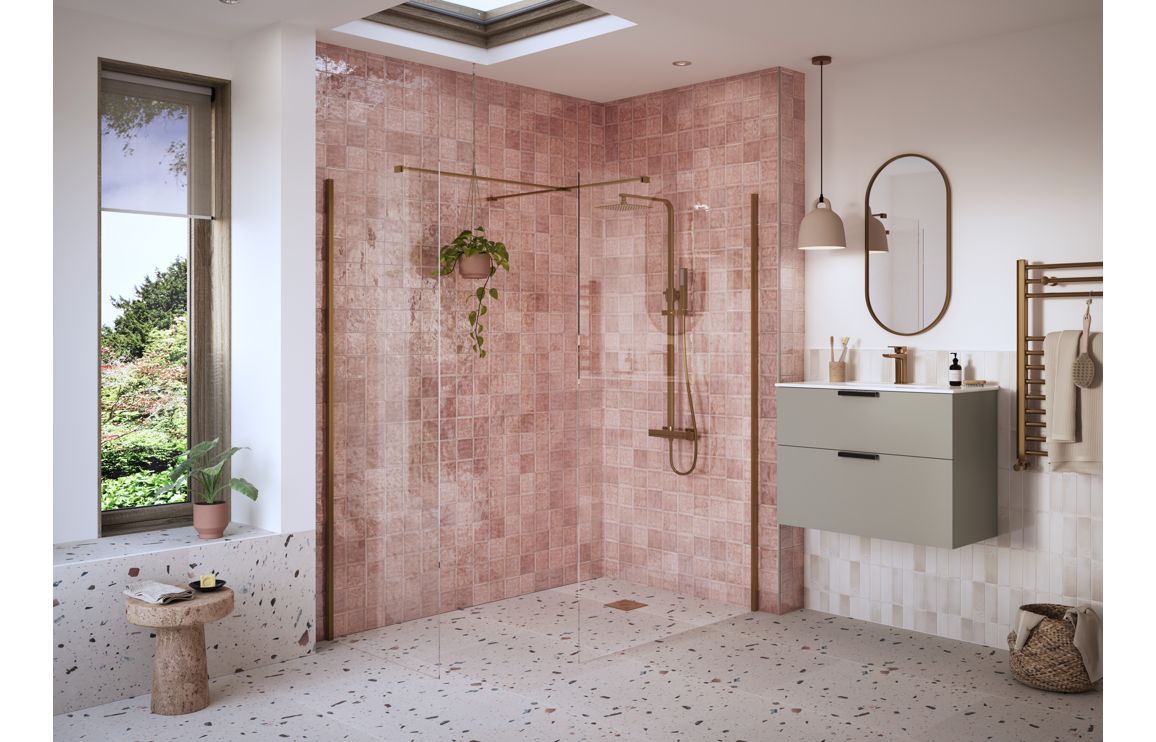 Iconix 800mm Wetroom Side Panel & Arm - Brushed Bronze