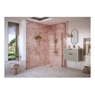 Iconix 1000mm 8mm Glass Wetroom 8mm Glass Panel & Support Bar - Brushed Bronze