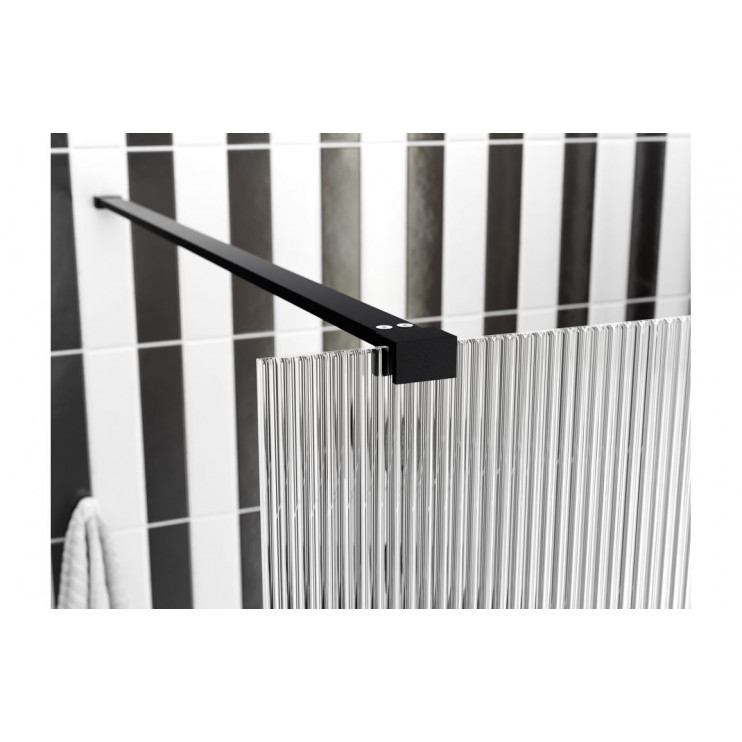 Iconix 900mm Fluted Wetroom Panel & Side Panel Arm - Black