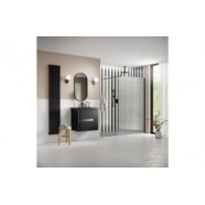 Iconix 1000mm 8mm Glass Fluted Wetroom Panel & Support Arm - Black