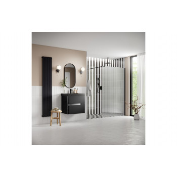 Iconix 1000mm Fluted Wetroom Panel & Support Arm - Black