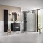 Iconix 1000mm Fluted Wetroom Panel & Support Arm - Black