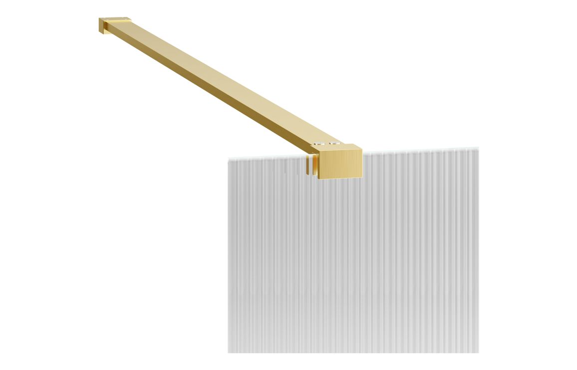 Iconix 800mm Fluted Wetroom Panel & Side Panel Arm - Brushed Brass