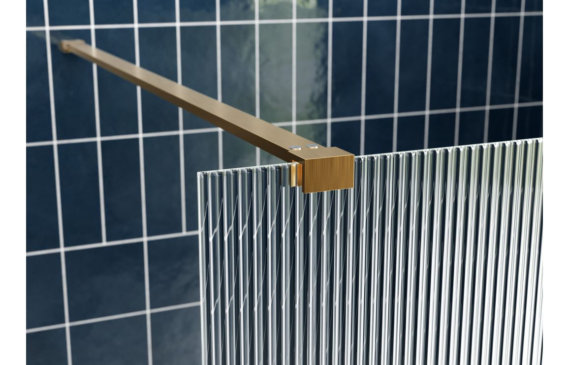 Iconix 800mm Fluted Wetroom Panel & Side Panel Arm - Brushed Brass