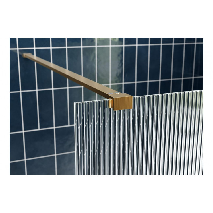 Iconix 800mm Fluted Wetroom Panel & Side Panel Arm - Brushed Brass