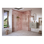 Iconix 900mm 8mm Glass Fluted Wetroom Panel & Side Panel Arm - Brushed Bronze