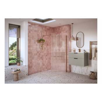 Iconix 1000mm Fluted Wetroom Panel & Support Bar - Brushed Bronze