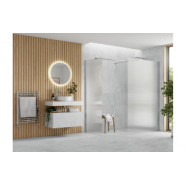 Iconix 800mm 8mm Glass Fluted Wetroom Panel & Side Panel Arm - Chrome