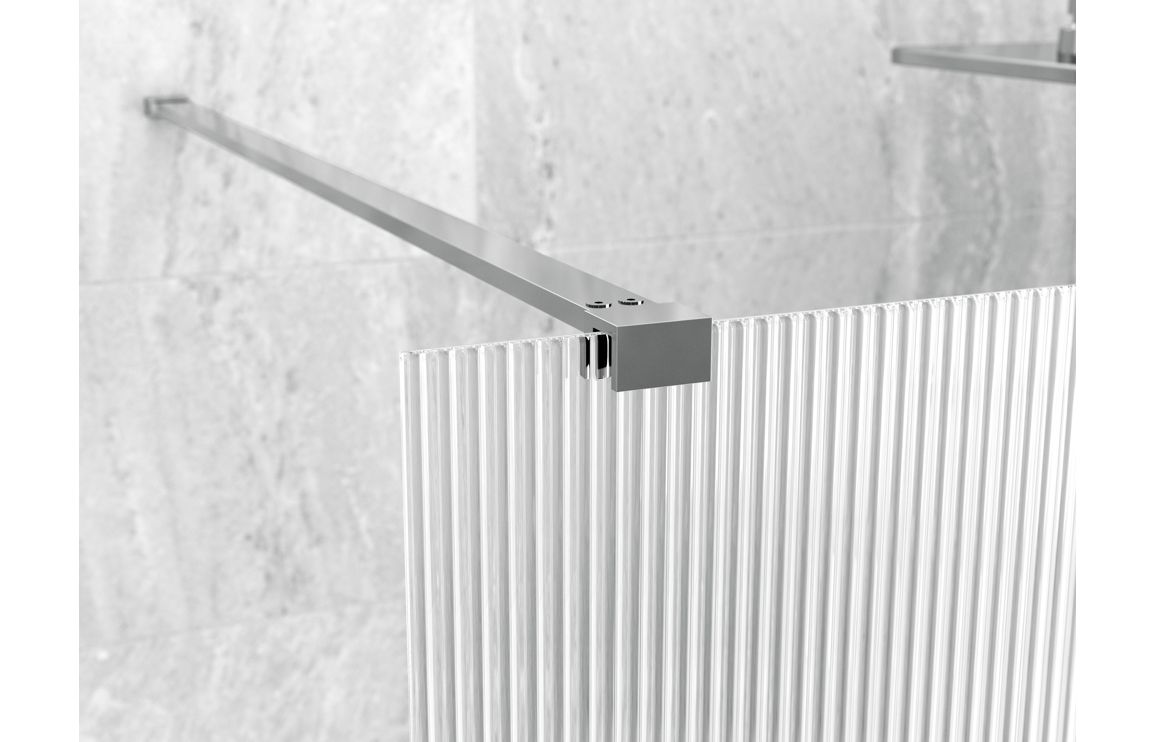 Iconix 800mm Fluted Wetroom Panel & Side Panel Arm - Chrome