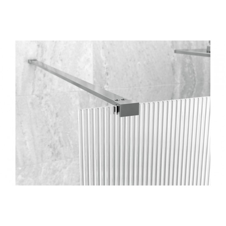 Iconix 800mm Fluted Wetroom Panel & Support Bar - Chrome