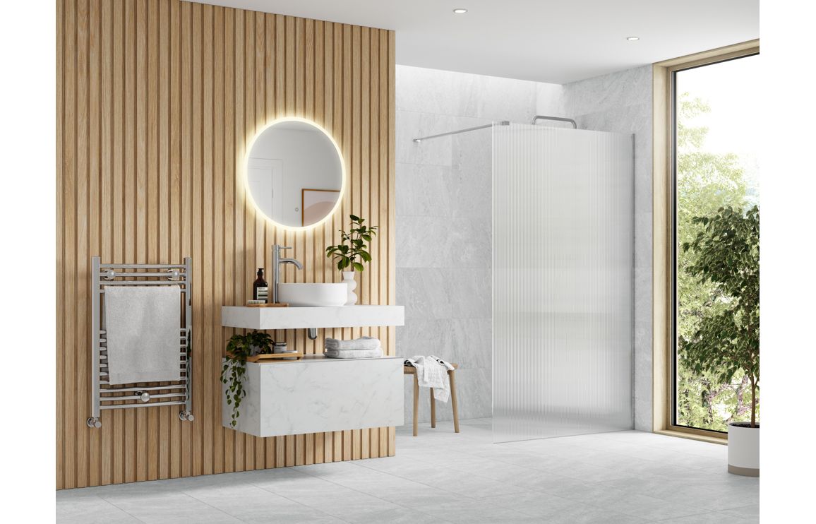 Iconix 1000mm Fluted Wetroom Panel & Support Bar - Chrome